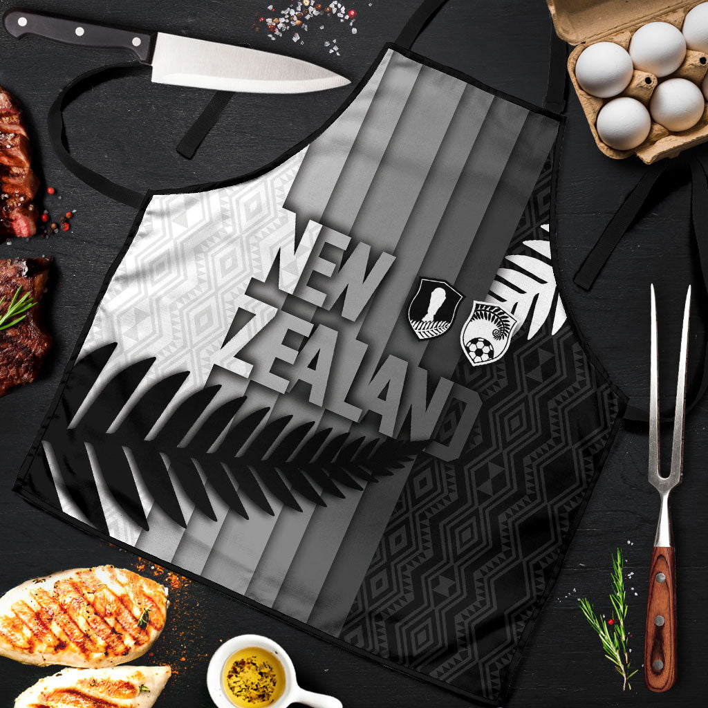 New Zealand Football Apron Silver Fern Maori Pattern Monochrome DT05 White - Polynesian Pride