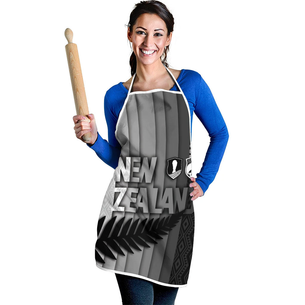 New Zealand Football Apron Silver Fern Maori Pattern Monochrome DT05 - Polynesian Pride