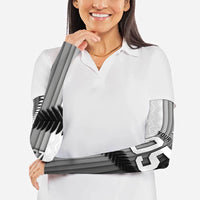 Custom New Zealand Football Arm Sleeves Silver Fern Maori Pattern Monochrome DT05 - Polynesian Pride