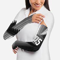 Custom New Zealand Football Arm Sleeves Silver Fern Maori Pattern Monochrome DT05 - Polynesian Pride