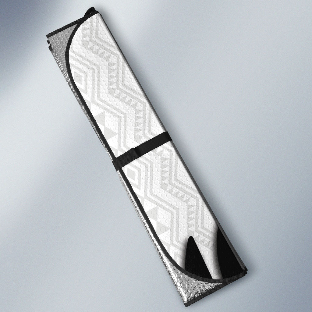 New Zealand Football Auto Sun Shade Silver Fern Maori Pattern Monochrome DT05 - Polynesian Pride