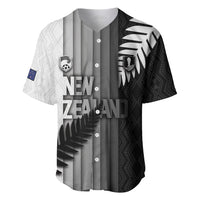 Custom New Zealand Football Baseball Jersey Silver Fern Maori Pattern Monochrome DT05 White - Polynesian Pride