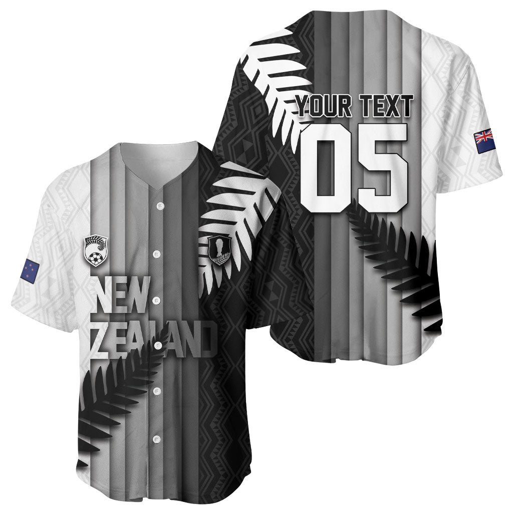 Custom New Zealand Football Baseball Jersey Silver Fern Maori Pattern Monochrome DT05 - Polynesian Pride