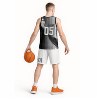 Custom New Zealand Football Basketball Jersey Silver Fern Maori Pattern Monochrome DT05 - Polynesian Pride