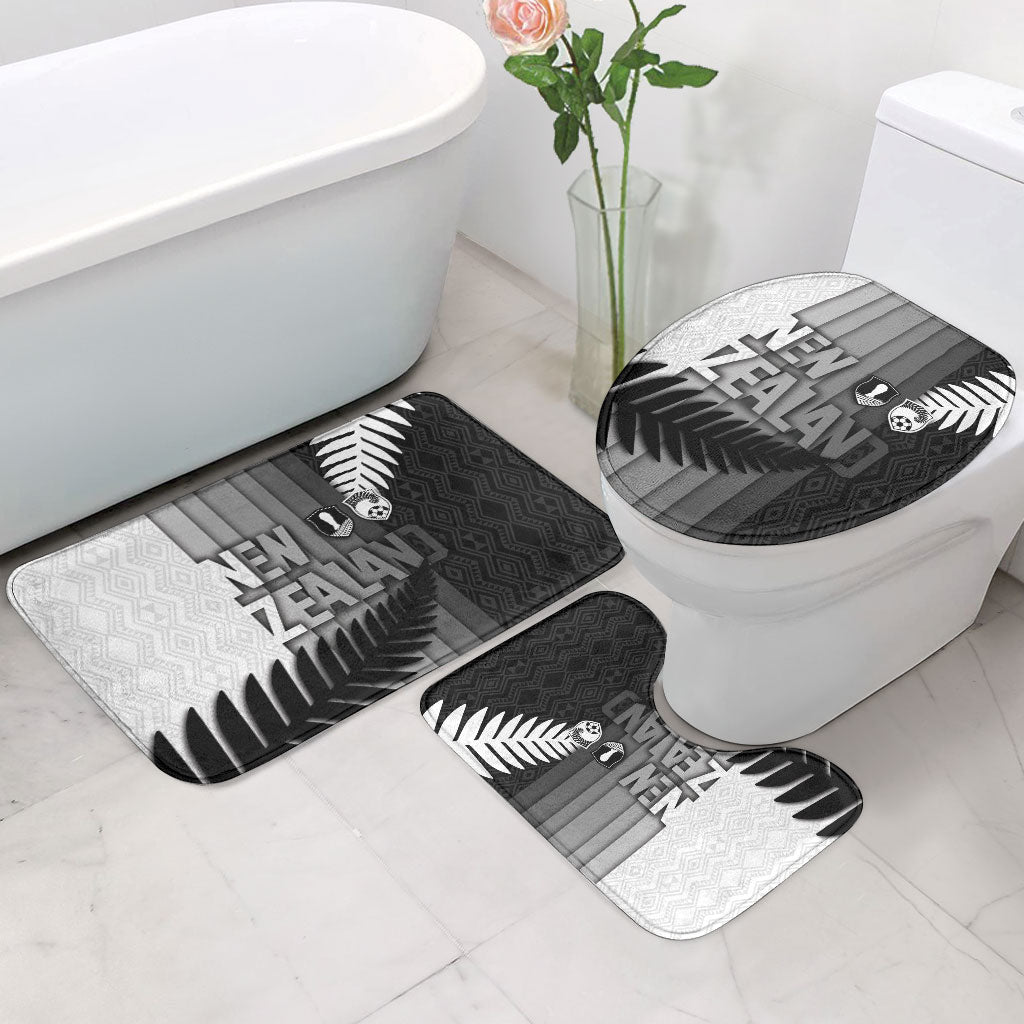 New Zealand Football Bathroom Set Silver Fern Maori Pattern Monochrome DT05 - Polynesian Pride