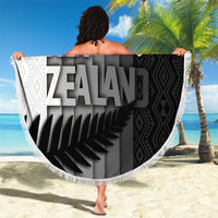 New Zealand Football Beach Blanket Silver Fern Maori Pattern Monochrome DT05 - Polynesian Pride