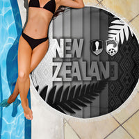 New Zealand Football Beach Blanket Silver Fern Maori Pattern Monochrome DT05 - Polynesian Pride