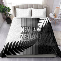 New Zealand Football Bedding Set Silver Fern Maori Pattern Monochrome DT05 - Polynesian Pride
