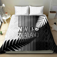 New Zealand Football Bedding Set Silver Fern Maori Pattern Monochrome DT05 - Polynesian Pride