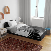 New Zealand Football Bedding Set Silver Fern Maori Pattern Monochrome DT05 - Polynesian Pride