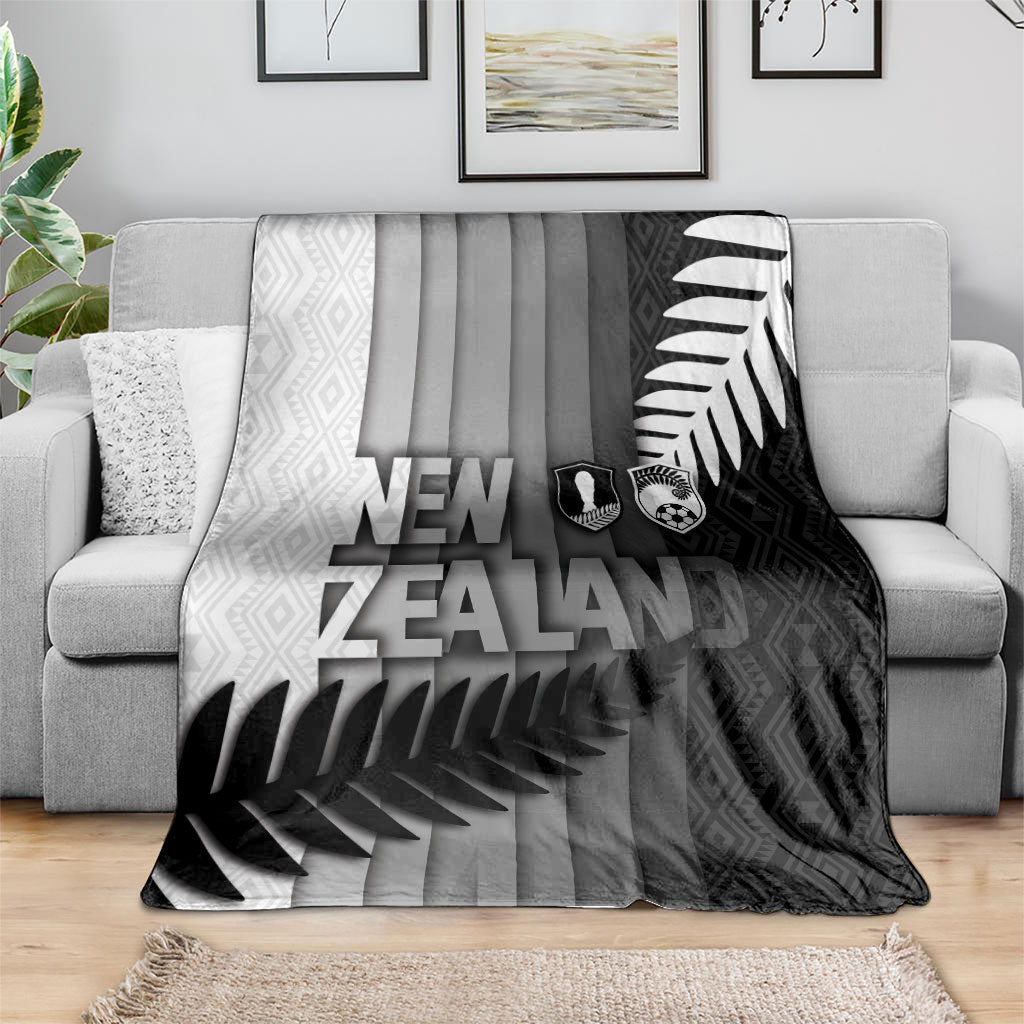New Zealand Football Blanket Silver Fern Maori Pattern Monochrome DT05 - Polynesian Pride