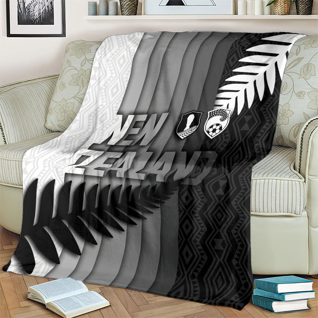 New Zealand Football Blanket Silver Fern Maori Pattern Monochrome DT05 - Polynesian Pride