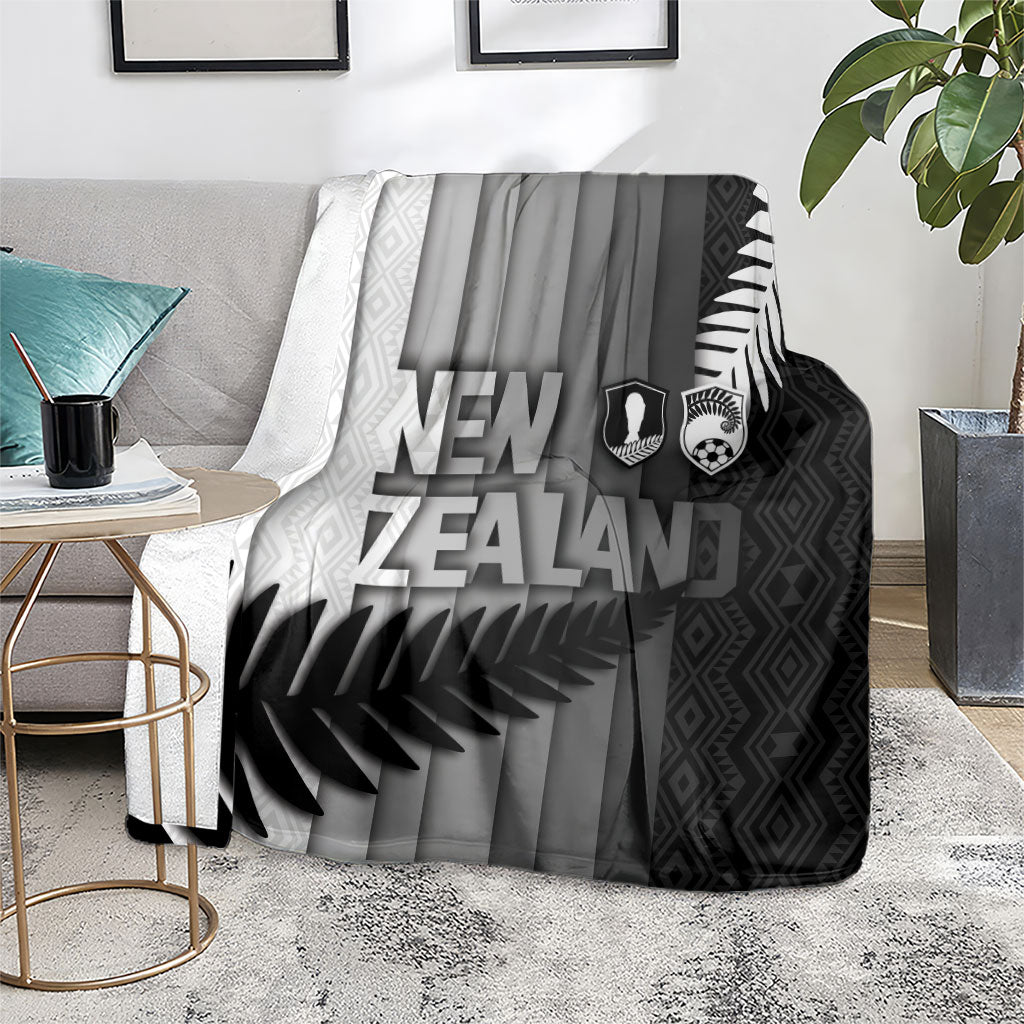 New Zealand Football Blanket Silver Fern Maori Pattern Monochrome DT05 - Polynesian Pride