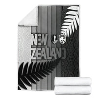 New Zealand Football Blanket Silver Fern Maori Pattern Monochrome DT05 - Polynesian Pride