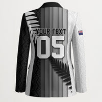 Custom New Zealand Football Blazer Silver Fern Maori Pattern Monochrome DT05 - Polynesian Pride