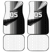 Custom New Zealand Football Car Mats Silver Fern Maori Pattern Monochrome DT05 - Polynesian Pride