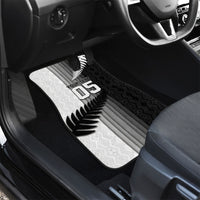 Custom New Zealand Football Car Mats Silver Fern Maori Pattern Monochrome DT05 - Polynesian Pride