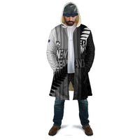 Custom New Zealand Football Cloak Silver Fern Maori Pattern Monochrome DT05 - Polynesian Pride