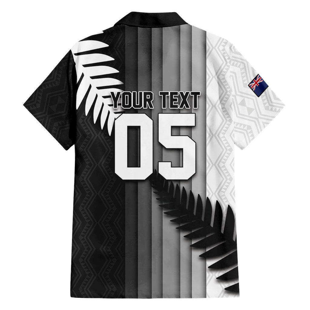 Custom New Zealand Football Family Matching Off Shoulder Maxi Dress and Hawaiian Shirt Silver Fern Maori Pattern Monochrome