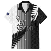 Custom New Zealand Football Family Matching Off Shoulder Short Dress and Hawaiian Shirt Silver Fern Maori Pattern Monochrome