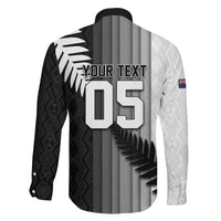 Custom New Zealand Football Family Matching Off Shoulder Short Dress and Hawaiian Shirt Silver Fern Maori Pattern Monochrome