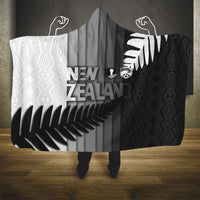 New Zealand Football Hooded Blanket Silver Fern Maori Pattern Monochrome DT05 - Polynesian Pride