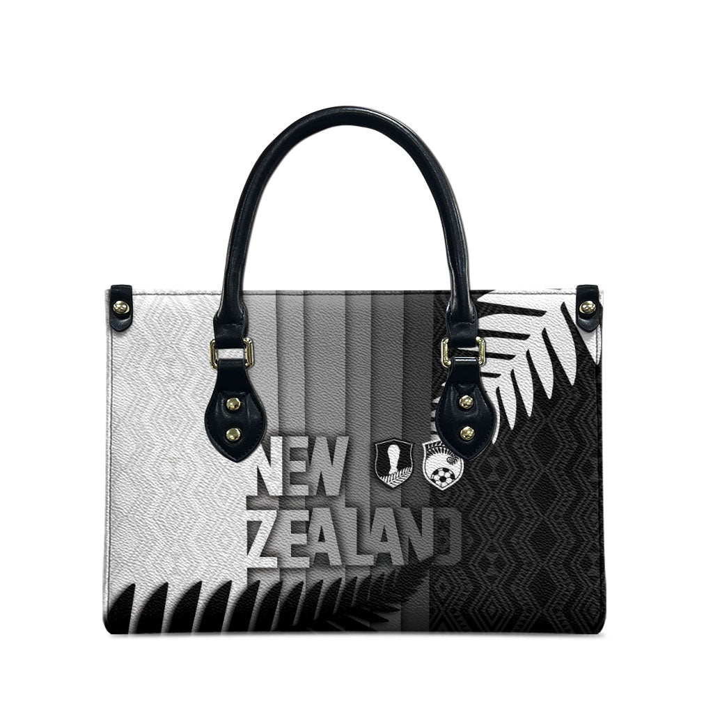 New Zealand Football Leather Bag Silver Fern Maori Pattern Monochrome DT05 - Polynesian Pride