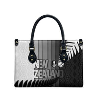 New Zealand Football Leather Bag Silver Fern Maori Pattern Monochrome DT05 - Polynesian Pride