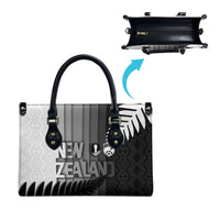 New Zealand Football Leather Bag Silver Fern Maori Pattern Monochrome DT05 - Polynesian Pride