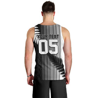 Custom New Zealand Football Men Tank Top Silver Fern Maori Pattern Monochrome DT05 - Polynesian Pride