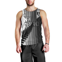 Custom New Zealand Football Men Tank Top Silver Fern Maori Pattern Monochrome DT05 - Polynesian Pride