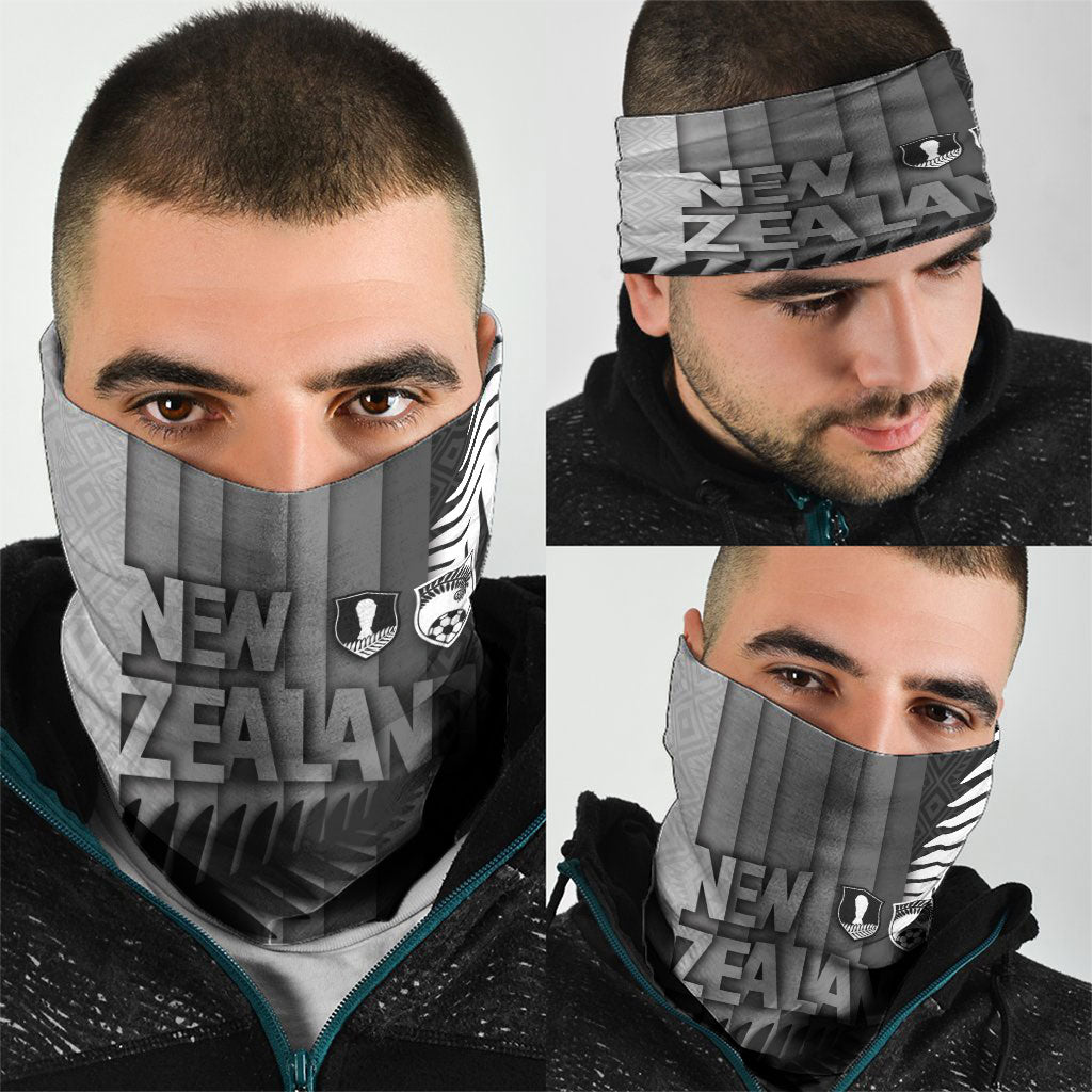 New Zealand Football Neck Gaiter Silver Fern Maori Pattern Monochrome DT05 - Polynesian Pride