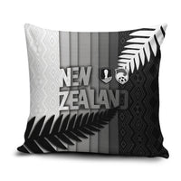 New Zealand Football Pillow Cover Silver Fern Maori Pattern Monochrome DT05 White - Polynesian Pride