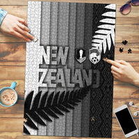 New Zealand Football Puzzle Silver Fern Maori Pattern Monochrome DT05 White - Polynesian Pride