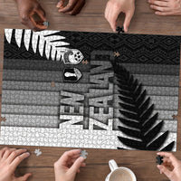 New Zealand Football Puzzle Silver Fern Maori Pattern Monochrome DT05 - Polynesian Pride