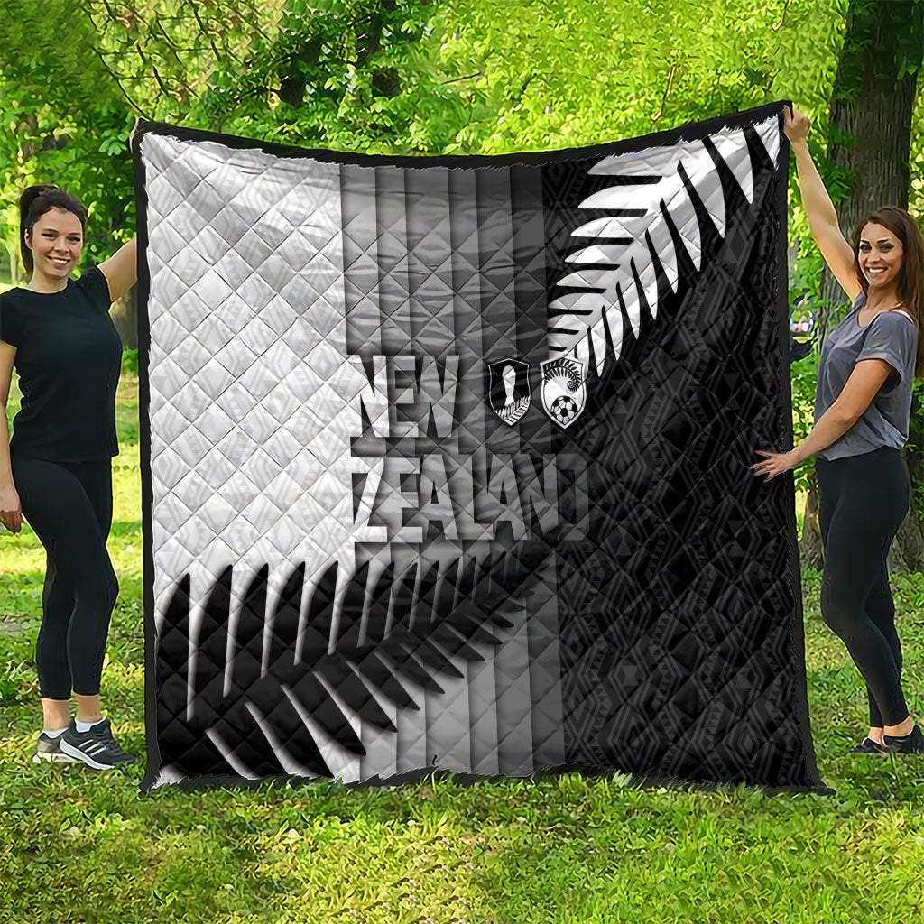 New Zealand Football Quilt Silver Fern Maori Pattern Monochrome DT05 - Polynesian Pride