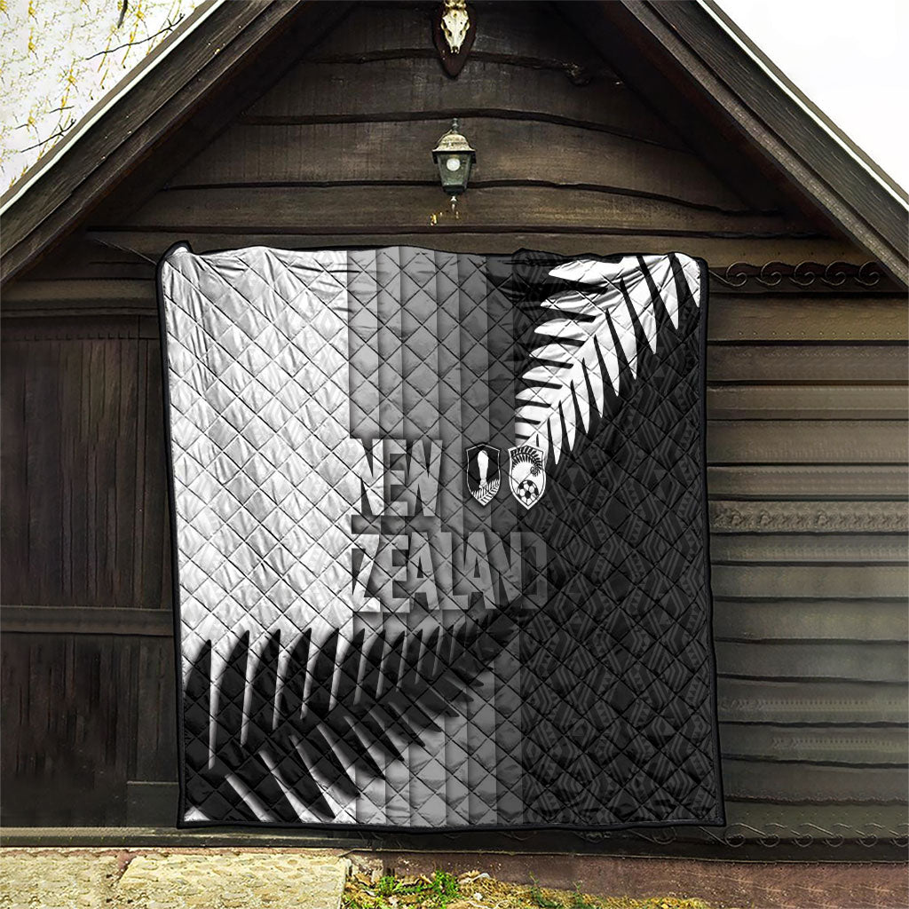 New Zealand Football Quilt Silver Fern Maori Pattern Monochrome DT05 - Polynesian Pride