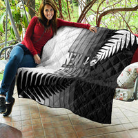 New Zealand Football Quilt Silver Fern Maori Pattern Monochrome DT05 - Polynesian Pride