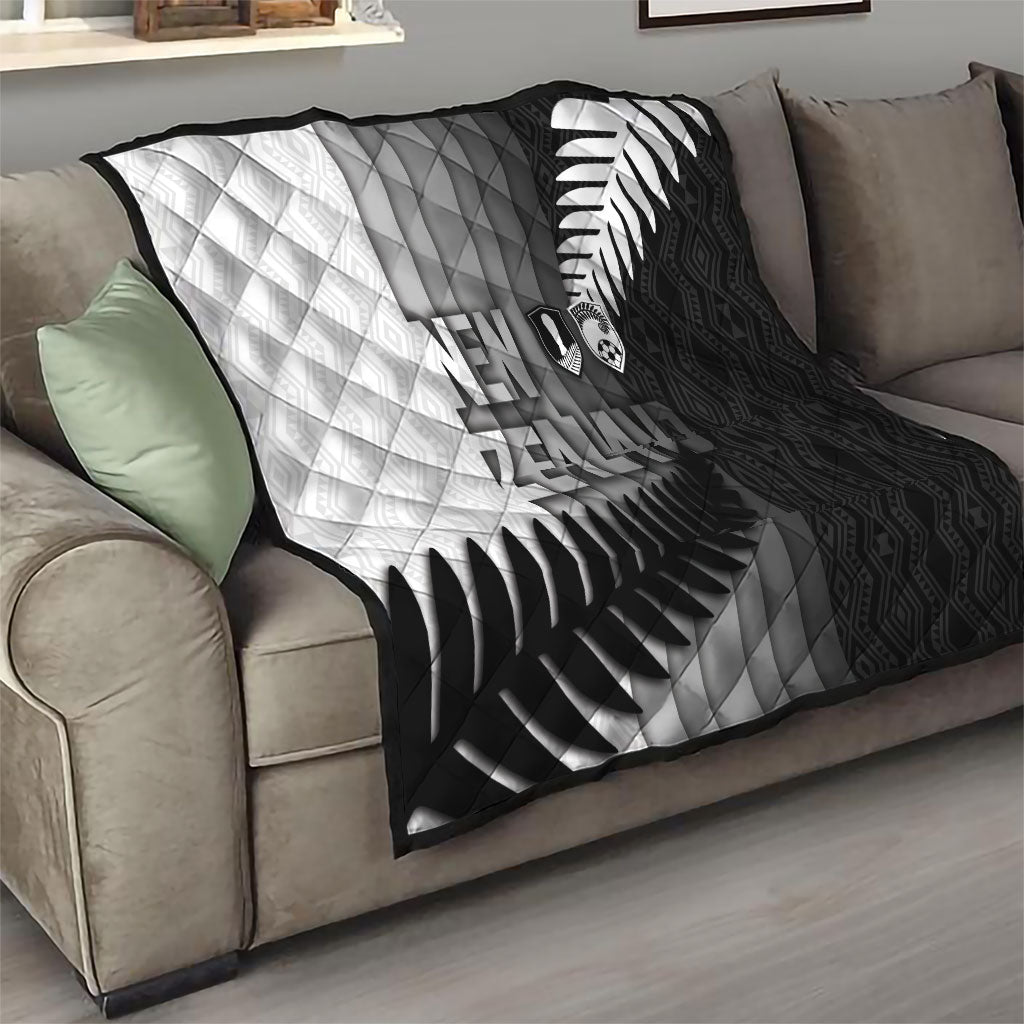 New Zealand Football Quilt Silver Fern Maori Pattern Monochrome DT05 - Polynesian Pride