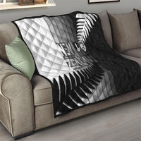 New Zealand Football Quilt Silver Fern Maori Pattern Monochrome DT05 - Polynesian Pride