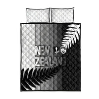 New Zealand Football Quilt Bed Set Silver Fern Maori Pattern Monochrome DT05 - Polynesian Pride