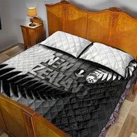 New Zealand Football Quilt Bed Set Silver Fern Maori Pattern Monochrome DT05 - Polynesian Pride