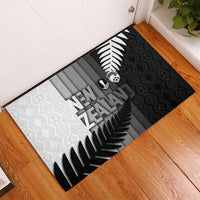 New Zealand Football Rubber Doormat Silver Fern Maori Pattern Monochrome DT05 - Polynesian Pride