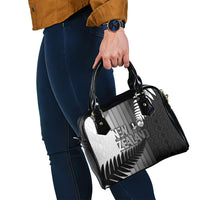 New Zealand Football Shoulder Handbag Silver Fern Maori Pattern Monochrome DT05 - Polynesian Pride