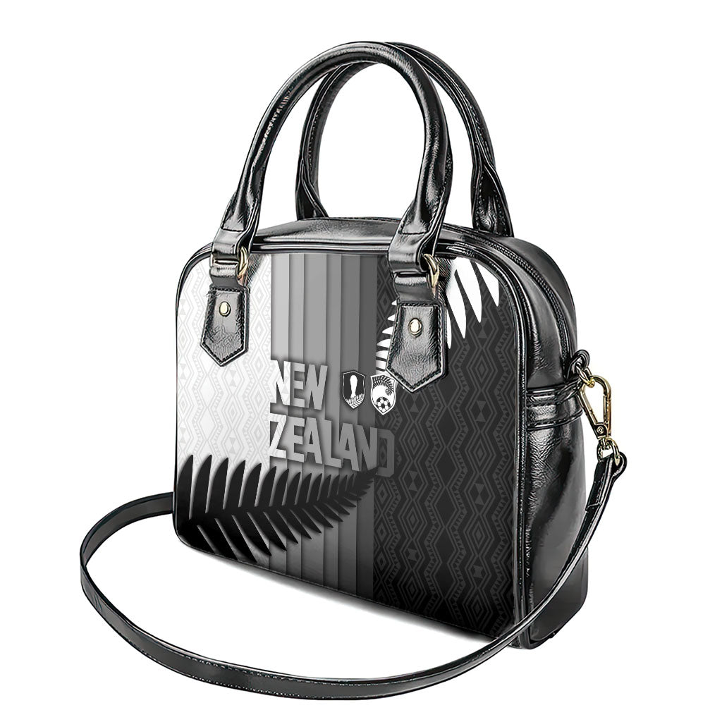 New Zealand Football Shoulder Handbag Silver Fern Maori Pattern Monochrome DT05 - Polynesian Pride