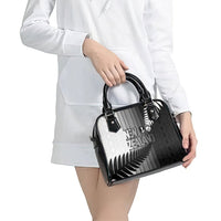 New Zealand Football Shoulder Handbag Silver Fern Maori Pattern Monochrome DT05 - Polynesian Pride