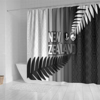 New Zealand Football Shower Curtain Silver Fern Maori Pattern Monochrome DT05 - Polynesian Pride
