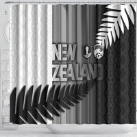 New Zealand Football Shower Curtain Silver Fern Maori Pattern Monochrome DT05 - Polynesian Pride