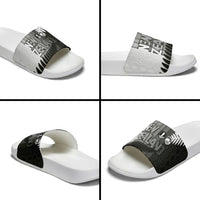 New Zealand Football Slide Sandals Silver Fern Maori Pattern Monochrome DT05 - Polynesian Pride