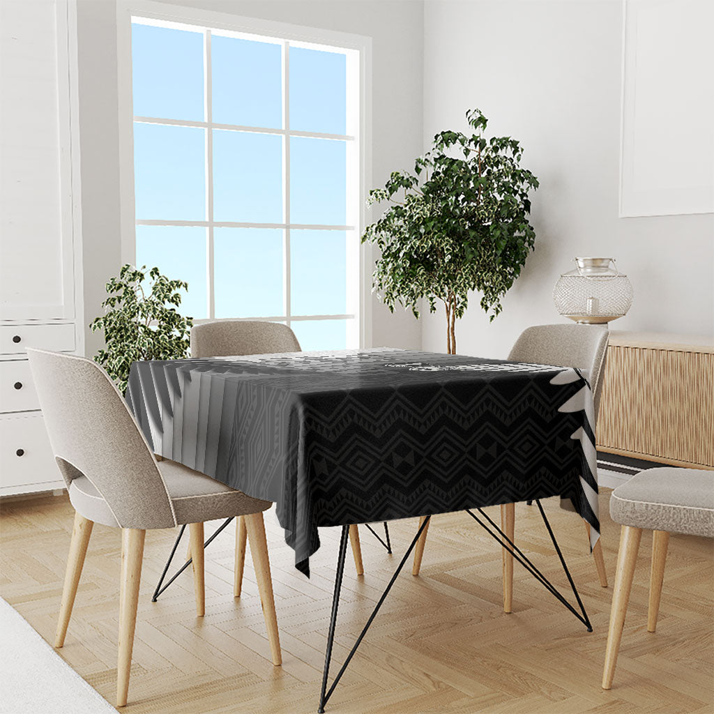 New Zealand Football Tablecloth Silver Fern Maori Pattern Monochrome DT05 - Polynesian Pride